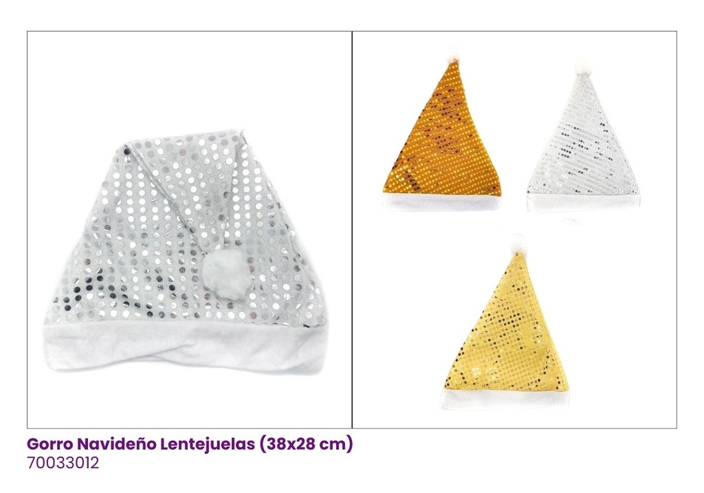 [70033012] GORRO NAVIDEÑO DORADO Y PLATEADO