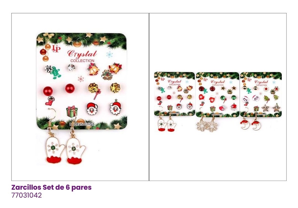 [77031042] ZARCILLOS TOPITOS NAVIDEÑO SET DE 6