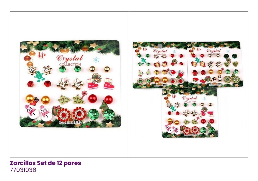 [77031036] ZARCILLOS TOPITOS NAVIDEÑOS SET DE 12