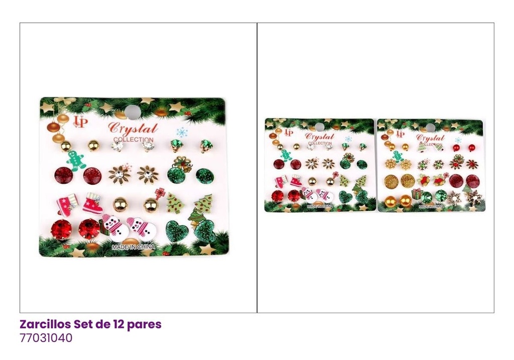 [77031040] ZARCILLOS TOPITOS NAVIDEÑOS SET DE 12
