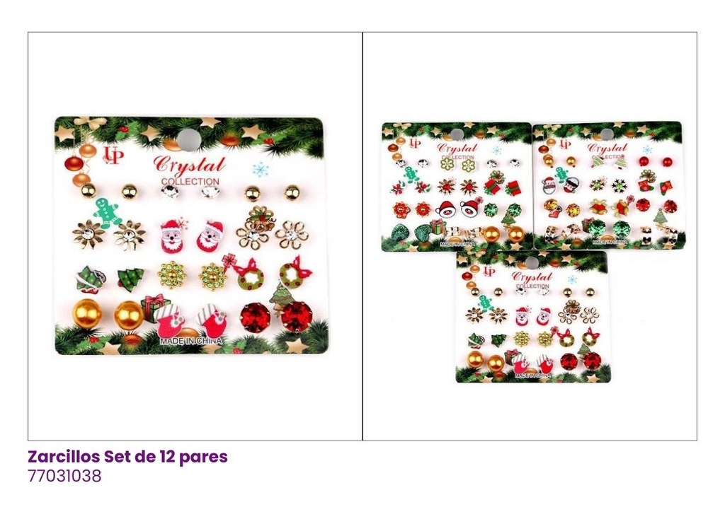 [77031038] ZARCILLOS TOPITOS NAVIDEÑOS SET DE 12