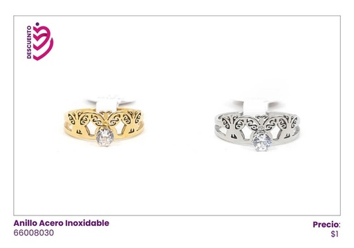 [66008030] ANILLOS ACERO MARIPOSA PIEDRA