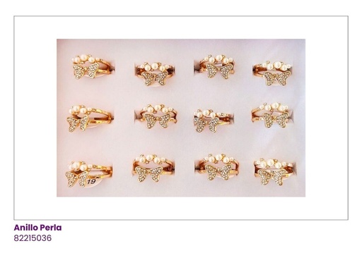 [RL-7315G] ANILLOS CON PERLITAS Y BRILLANTES