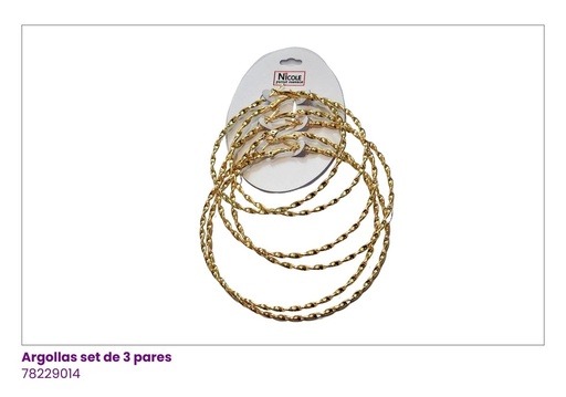 [78229014] ARGOLLAS SET DE 3 PARES DORADO
