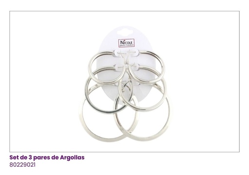 [80229021] ARGOLLAS SET DE 3 PLATEADAS