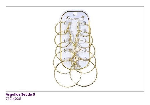 [77214036] ARGOLLAS SET DE 6 DORADAS