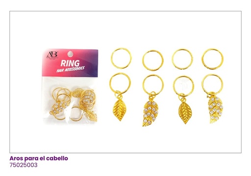 [75025003] AROS PARA EL CABELLO DORADOS HOJAS