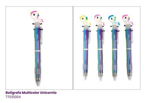 [77031004] BOLIGRAFOS MULTICOLOR UNICORNIO