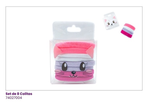 [74027004] COLAS LYCRA ROSADO SET DE 8