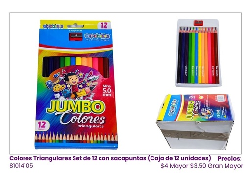 [FL-162] COLORES JUMBO CAJITA DE 12 (MINA DE 5.0MM)