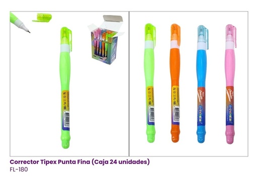 [FL-180] CORRECTOR PUNTA FINA (6ML) CAJITA DE 24