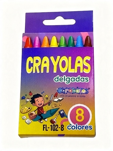 [FL-102-8] CRAYOLAS SET DE 8 DELGADA EN CAJITA