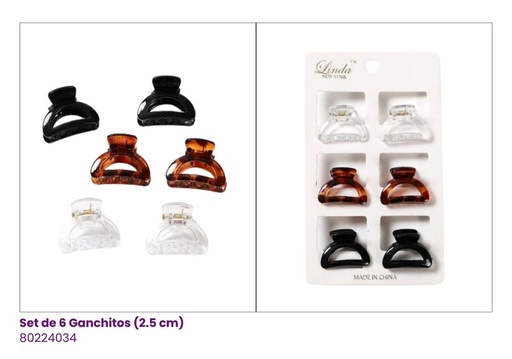 [80224034] GANCHETAS ACRILICAS MINI SET DE 6