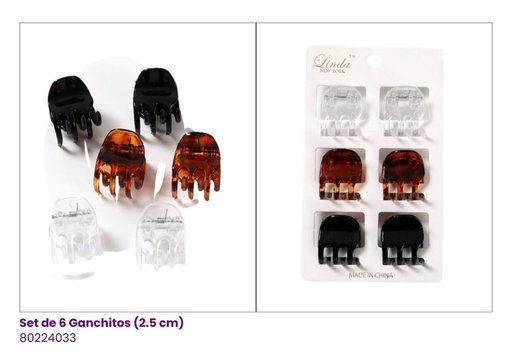 [80224033] GANCHETAS ACRILICAS SET DE 6 CAREY