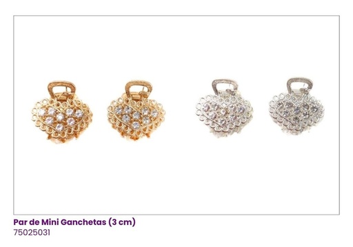 [75025031] GANCHETAS MINI METALICA CORAZON SET DE 2 PAR