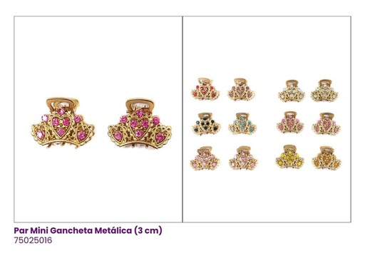 [75025016] GANCHETAS METALICAS MINI CORONA SET DE 2 PAR