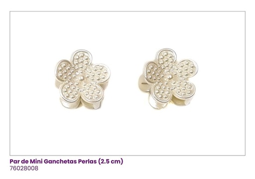 [76028008] GANCHETAS PERLAS MINI FLOR SET DE 2 PAR