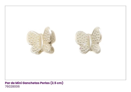 [76028006] GANCHETAS PERLA MARIPOSA SET DE 2 PAR