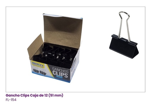 [FL-154] GANCHO DOBLE CLIP / LOTERO DE 51MM CAJITA DE 12