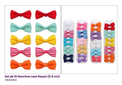 [78214014] GANCHOS LAZOS SET DE 10 COLORES RAYAS