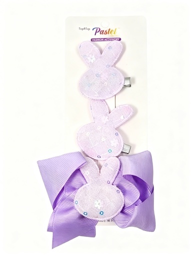 [77025010] GANCHOS LAZOS SET DE 3 CONEJO PASTEL