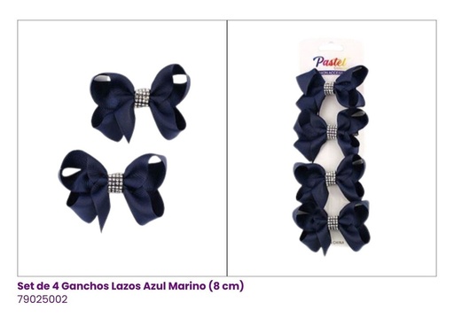 [79025002] GANCHOS LAZOS SET DE 4 AZUL MARINO