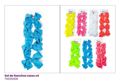 [75025006] GANCHOS LAZOS SET DE 4 AZUL MARINO