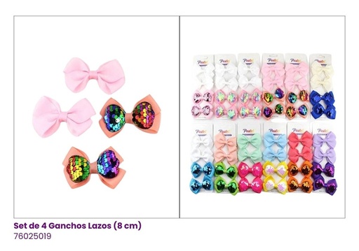 [ETP1604] GANCHOS LAZOS SET DE 4 LENTEJUELA 