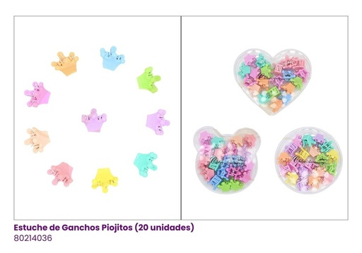 [80214036] GANCHOS PIOJITOS EN ESTUCHE CORONA PASTEL