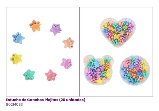 [80214033] GANCHOS PIOJITOS EN ESTUCHE ESTRELLA PASTEL