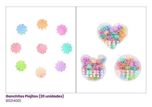 [80214001] GANCHOS PIOJITOS EN ESTUCHE MARGARITA PASTEL