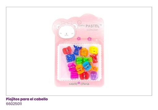 [66025011] GANCHOS PIOJITOS SET DE 15 COLORES