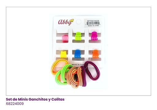 [68224009] GANCHOS PIOJITOS Y COLAS COLORES NEON SET 