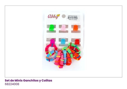 [68224008] GANCHOS PIOJITOS Y COLAS COLORES SET 