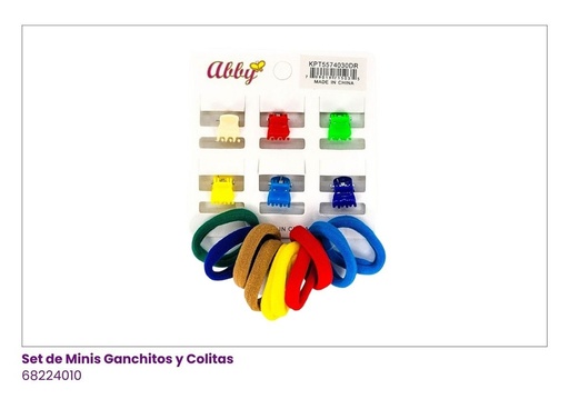 [68224010] GANCHOS PIOJITOS Y COLAS UNICOLOR SET 