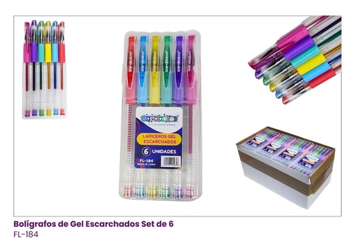 [FL-184] LAPICERO CON ESCARCHA CAJITA *6 PCS