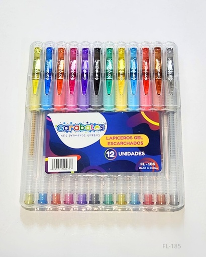 [FL-185] LAPICERO CON ESCARCHA CAJITA 12 PCS 