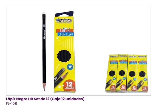 [FL-108] LAPIZ HB NEGRO EN CAJITA X 12 PCS