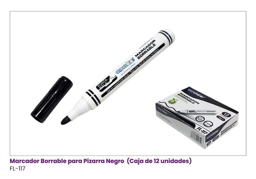 [FL-117] MARCADOR BORRABLE NEGRO-ROJO Y AZUL