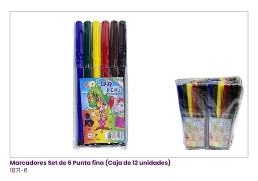 [1871-6] MARCADORES SET DE 6 PUNTA FINA