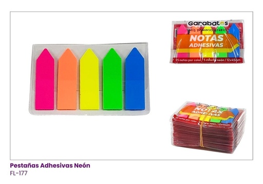 [FL-177] PESTAÑAS ADHESIVAS SET DE 5 COLORIDAS