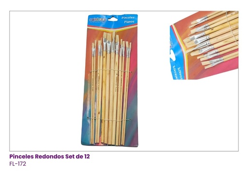 [FL-172] PINCELES PLANOS DE 12 PCS EN CARTON