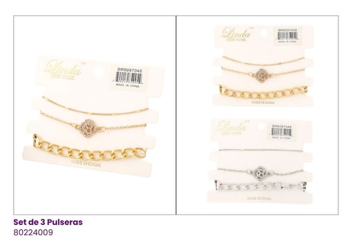 [80224009] PULSERAS FANTASIA SET DE 3 ROSA