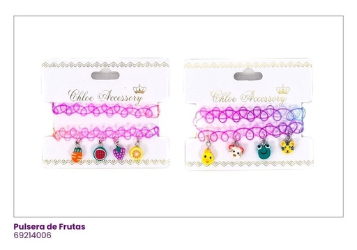 [69214006] PULSERAS PARA NIÑAS NYLON FRUTAS