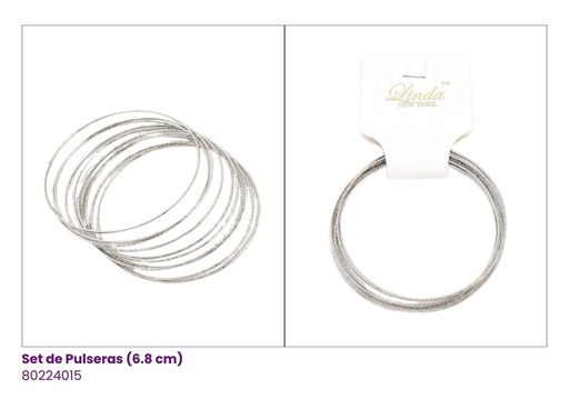 [80224015] PULSERAS SEMANARIO PLATEADA SET DE 10