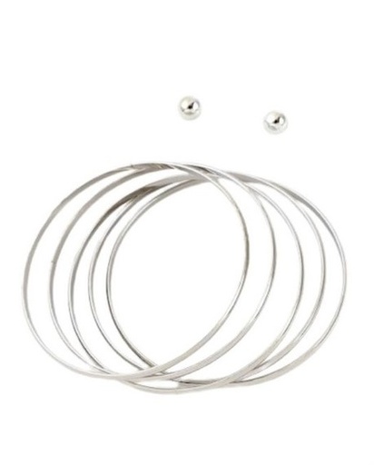 [80224012] PULSERAS SEMANARIO PLATEADA SET DE 5 CON TOPITOS