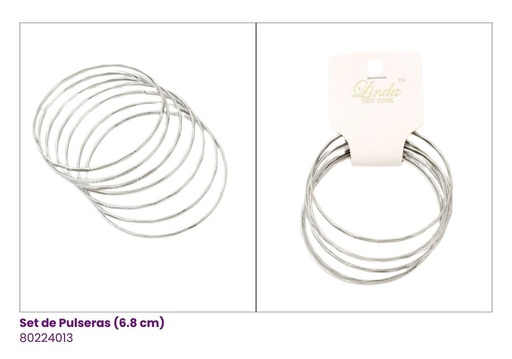 [80224013] PULSERAS SEMANARIO PLATEADA SET DE 7