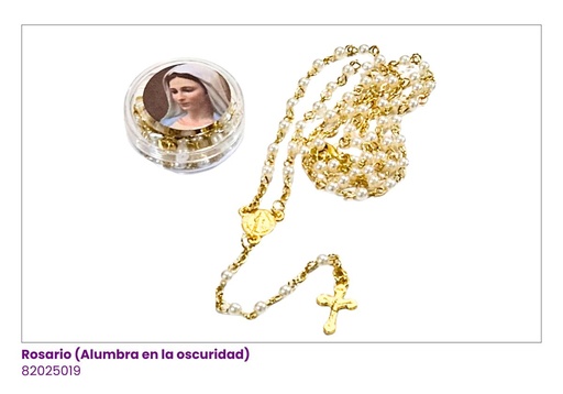 [ETN0910] ROSARIOS DORADO PERLADO CAJITA REDONDA