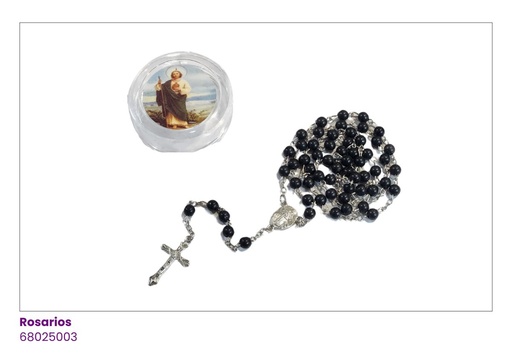 [68025003] ROSARIOS ESTUCHE REDONDO NEGRO