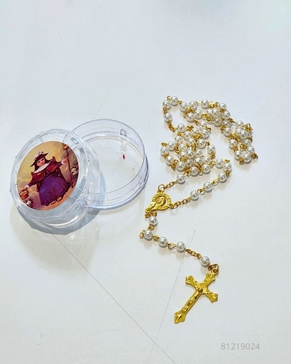 [R2164W] ROSARIOS PERLA DORADO PLATEADO